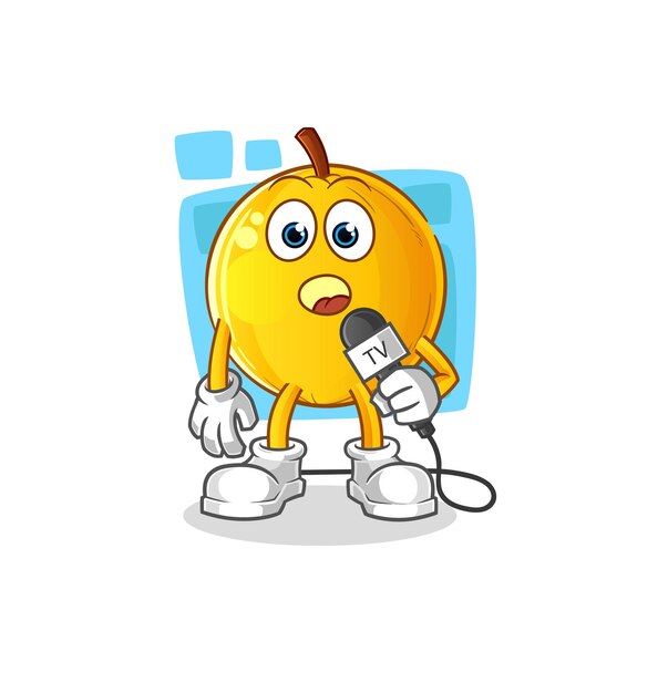 Langsat fruit tv verslaggever cartoon. cartoon mascotte vector