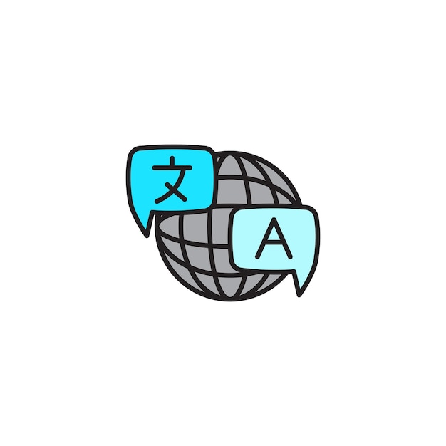 白い背景の言語のカラーベクトルアイコン