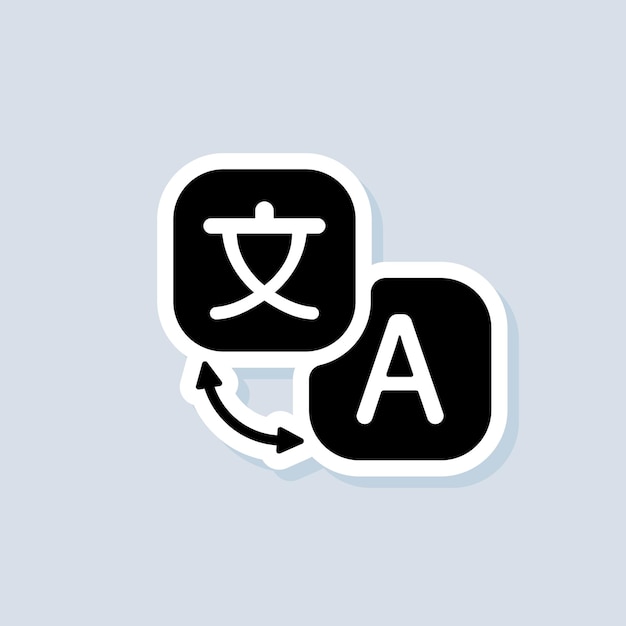 Vector language translator sticker, logo, icon. vector. online translation app. translate. translator logo. online translator. multilingual communication. vector on isolated background. eps 10