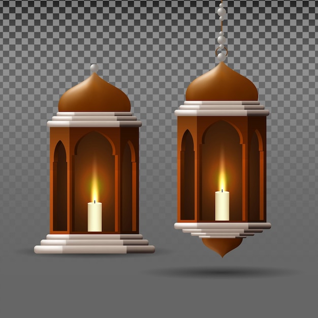 lantaarn vector. voor ontwerpelementen van de islamitische viering. realistische 3D-lampillustratie