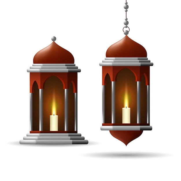 Lantaarn vector. voor ontwerpelementen van de islamitische viering. realistische 3d-lampillustratie