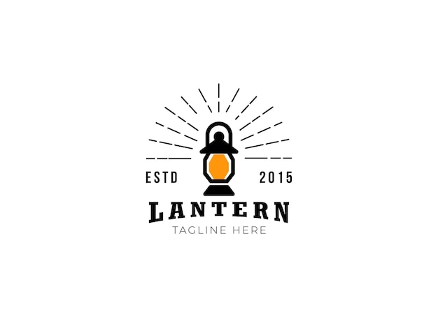 Lantaarn vintage logo pictogram illustratie premium vector