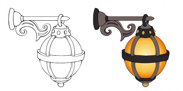 Vector lantern, hand drawn