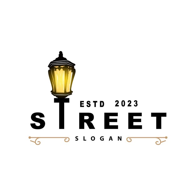 Lantern Logo Design Straatlamp Old Classic Vintage Minimalist Illustratie Template