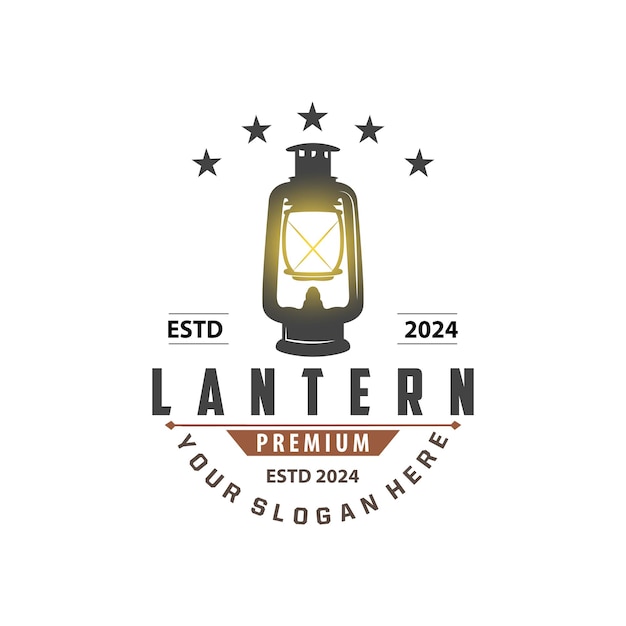 Lantern Logo Design Street Lamp Old Classic Vintage Minimalist Illustration Template