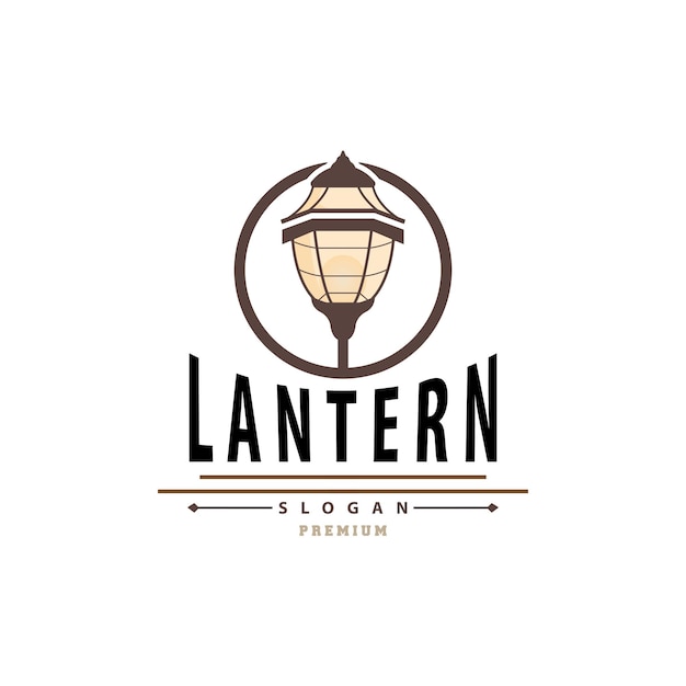 Lantern Logo Design Street Lamp Simple Classic Vintage Symbol Illustration Template