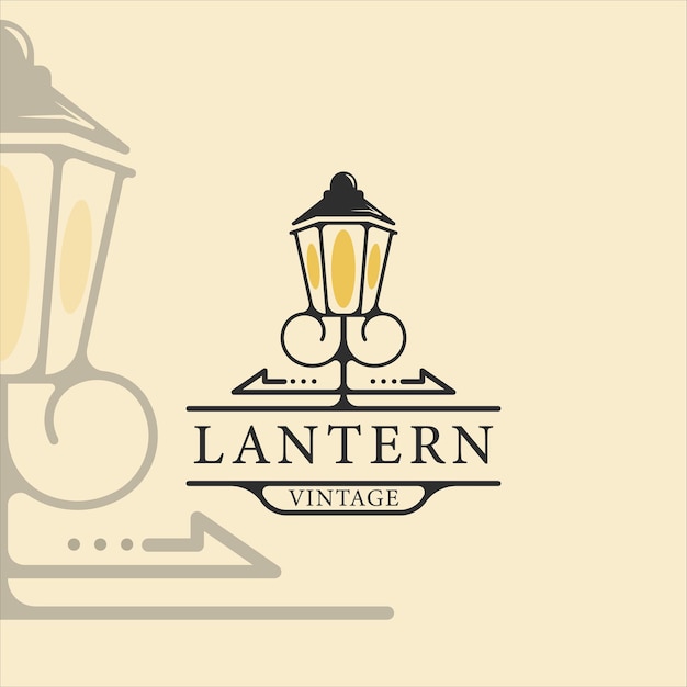 Lanterna logo vintage illustrazione vettoriale modello icona graphic design. icona del ristorante lampione con stile retrò