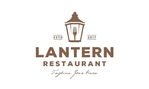 Lanterna post restaurant logo design vintage