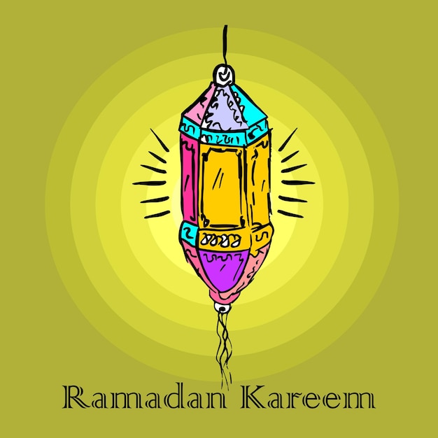 Lantern ramadan kareem line drawing