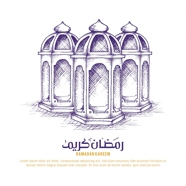 Lantern sketch ramadan background