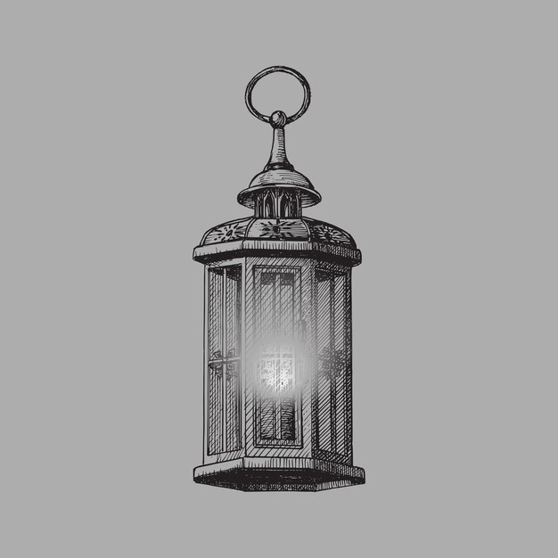 Vector lantern vector sketch drawn old lamp illustration