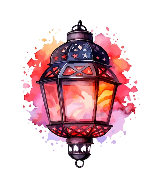 Lantern watercolor clipart vector