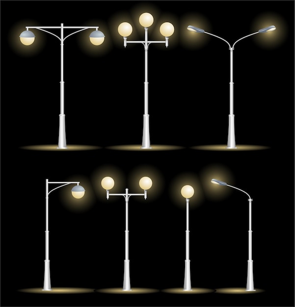 Lanterns Street Set Night Vector