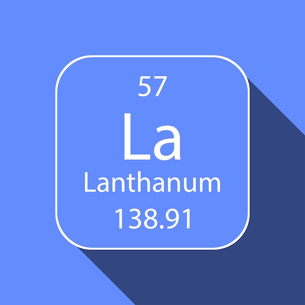 Lanthanum symbol with long shadow design Chemical element of the periodic table Vector illustration