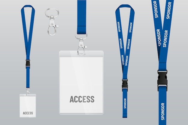 Vector lanyard met badge en metalen stuk