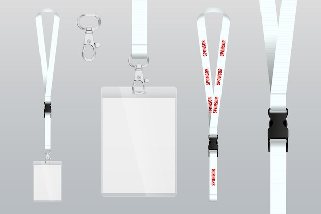 Lanyard met metalen stuk en plastic kaart