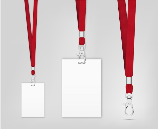 Vector lanyard with badge and metal piece