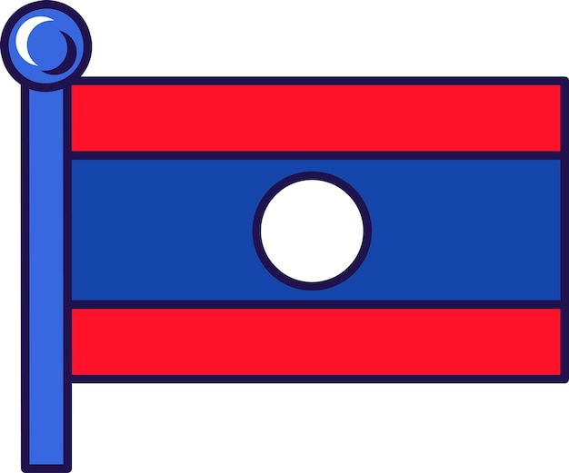 Национальный флаг страны лаос на векторе флагштока