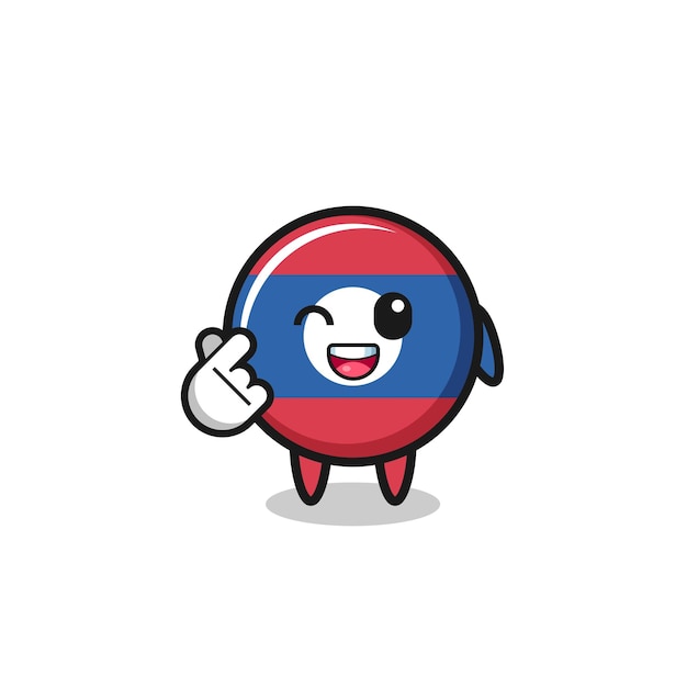 Laos flag character doing korean finger heart