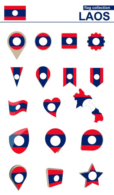 Laos Flag Collection Grote set voor ontwerp