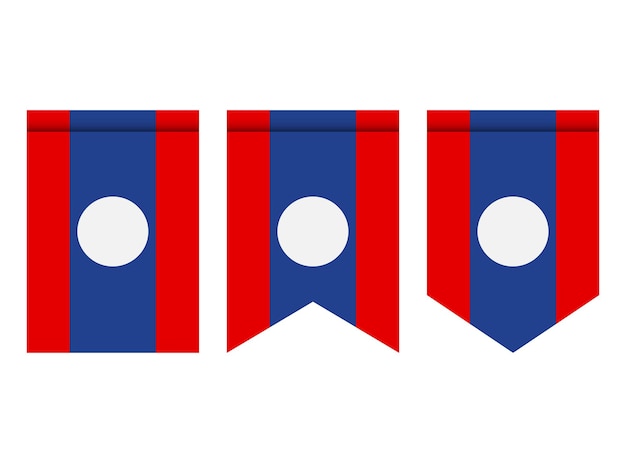 ベクトル ラオスの旗または白い背景で隔離のペナント。ペナントフラグアイコン。