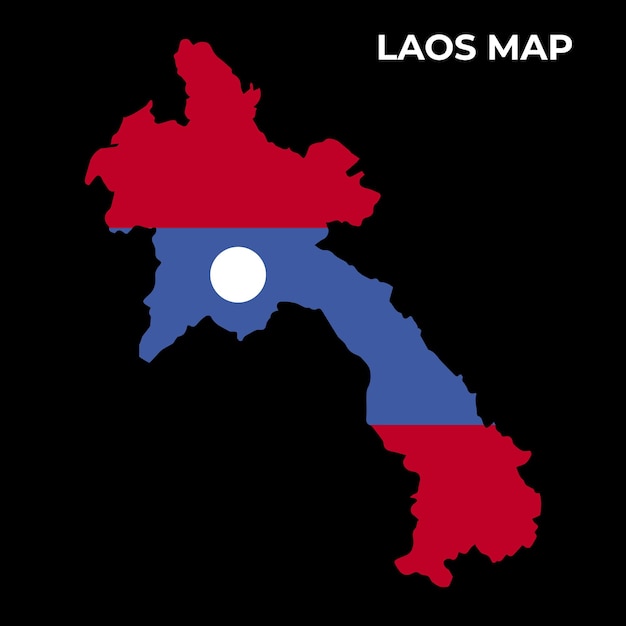 Laos National Flag Map Design Illustration Of Laos Country Flag Inside The Map vector image