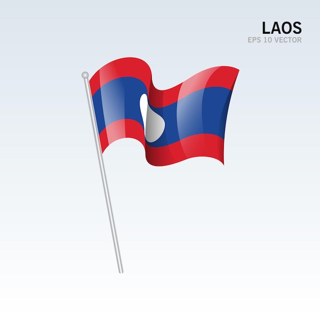 Laos waving flag isolated on gray