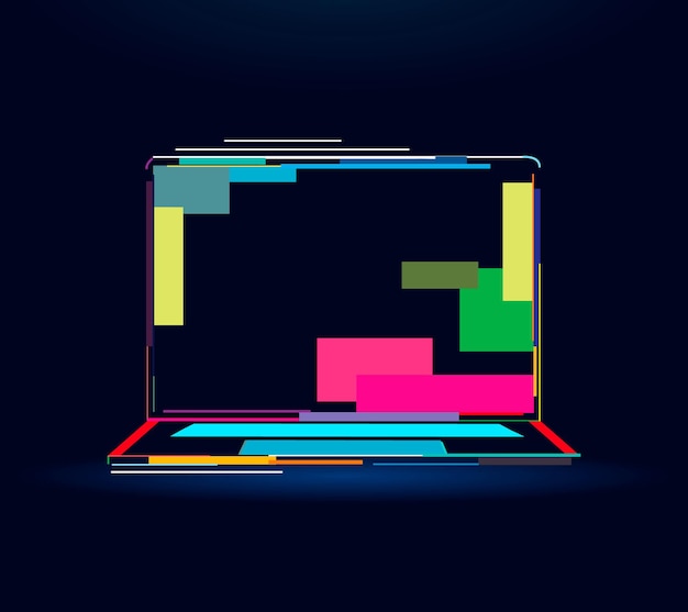 Vector laptop abstracte kleurrijke tekening vectorillustratie van verven