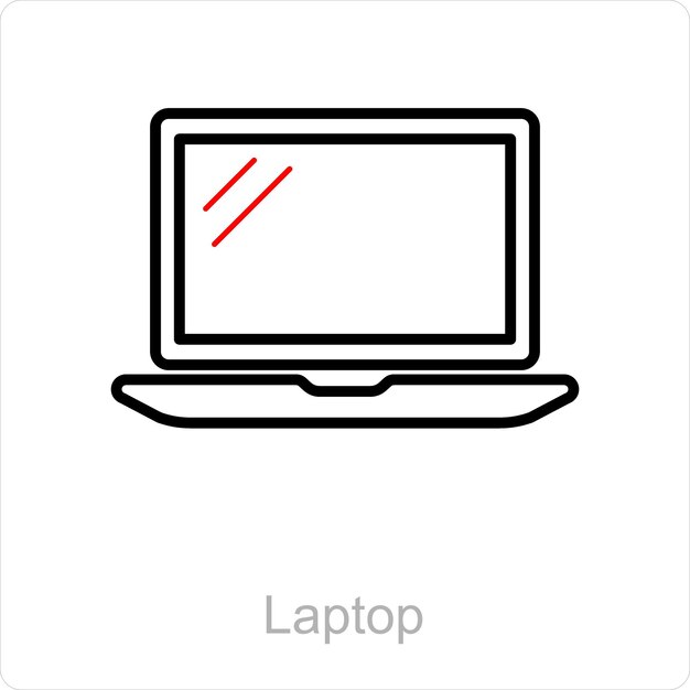 ベクトル ノートパソコンとスクリーンアイコンのコンセプト