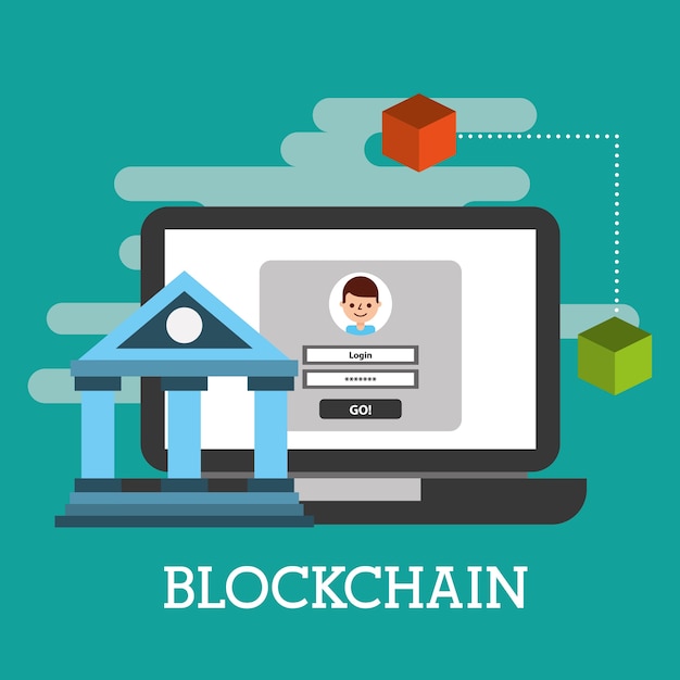 laptop bank website portemonnee blockchain vector illustratie