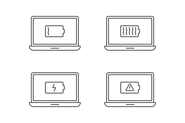 Disegno vettoriale dell'icona di notifica del computer portatile e della batteria