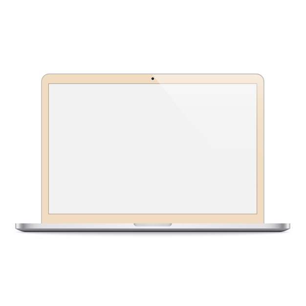 Laptop beige color with blank screen isolated