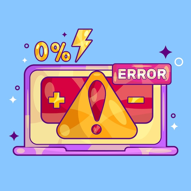 Laptop Charging Error Concept Vector