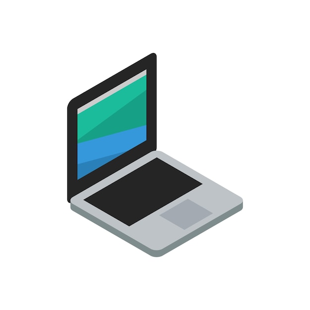 Laptop colored isometric vector illustration