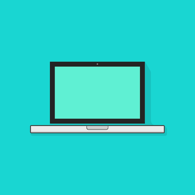 Laptop computer icon isolated flat cartoon