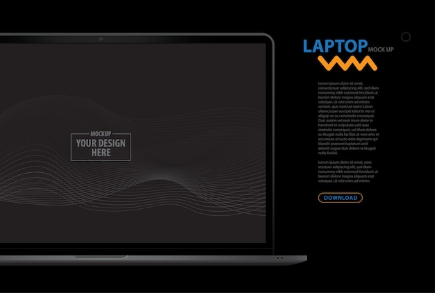 Laptop computer mockup and web page template realistic notebook pc vector illustration