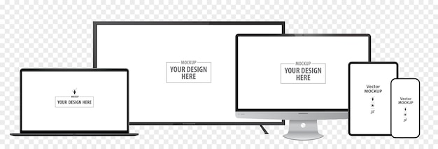 Laptop Computer TV Screen Desktop Computer Monitor Tablet PC and Mobile Phone Mockup