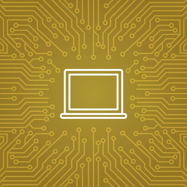 Laptop Computerpictogram over Computer Chip Moterboard Achtergrondbanner