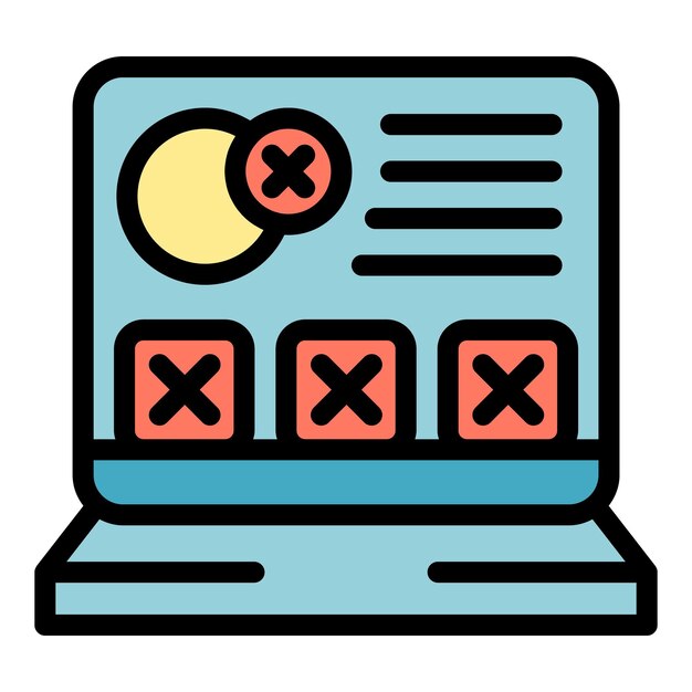 Vector laptop deleting media icon outline vector web delete people network color flat