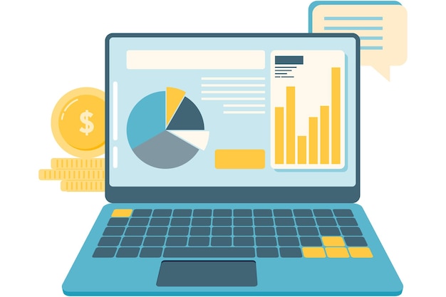 Vector laptop displays infographic