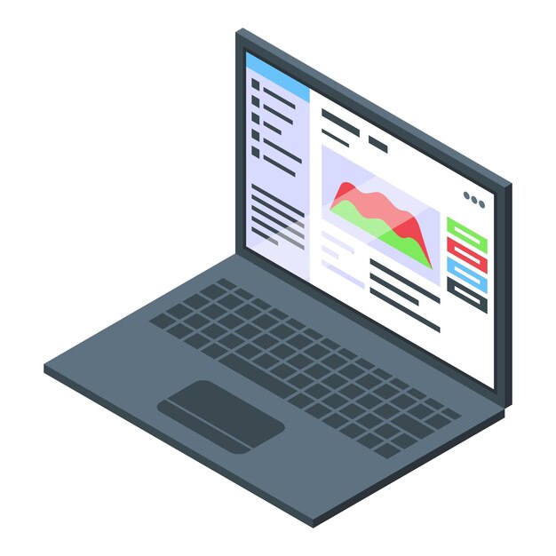 Laptop elektronisch stempictogram isometrische vector Verkiezingsstemming Online stemming