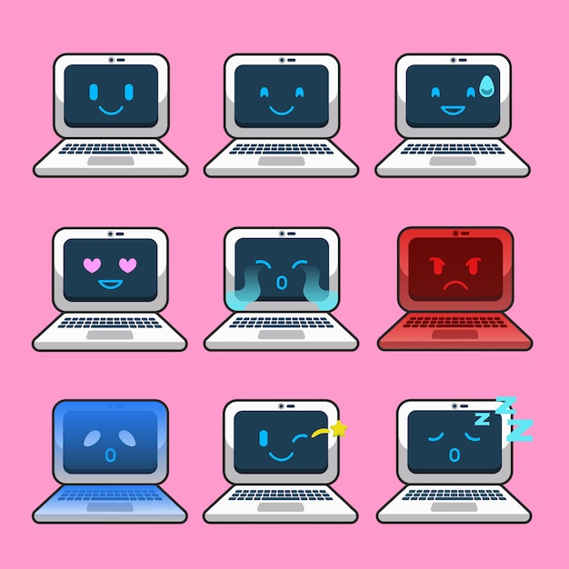 Laptop emoticon sticker