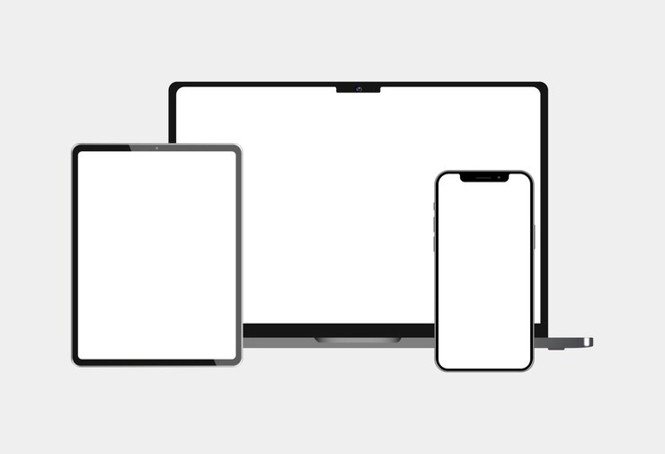 Vector laptop en telefoon met leeg scherm