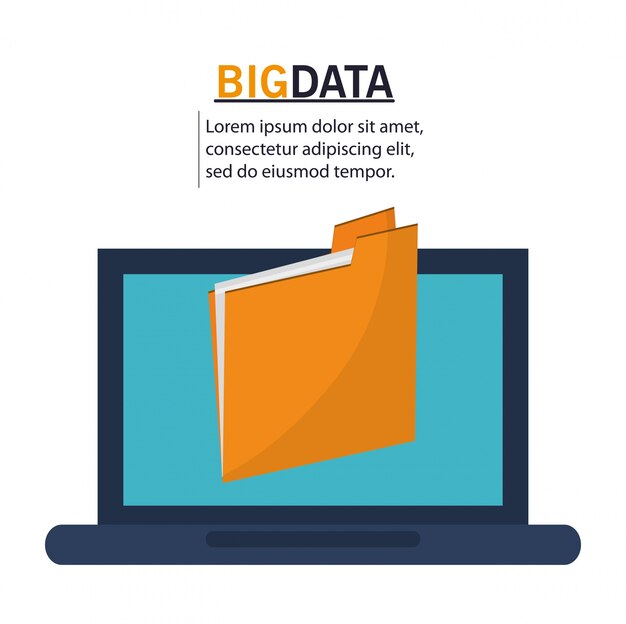 Vector laptop file and big data