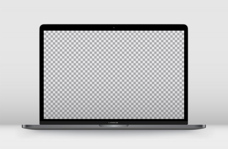 Vector laptop front transparent screen.