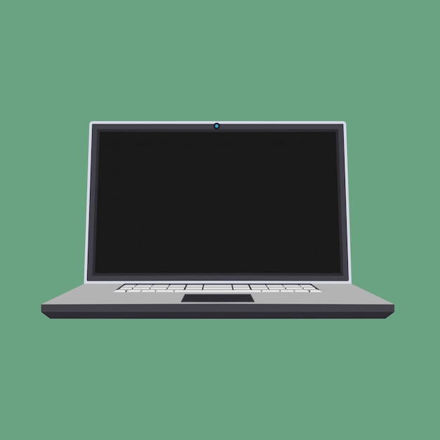 Spazio in bianco dello schermo di affari dell'icona di vettore di vista frontale del computer portatile