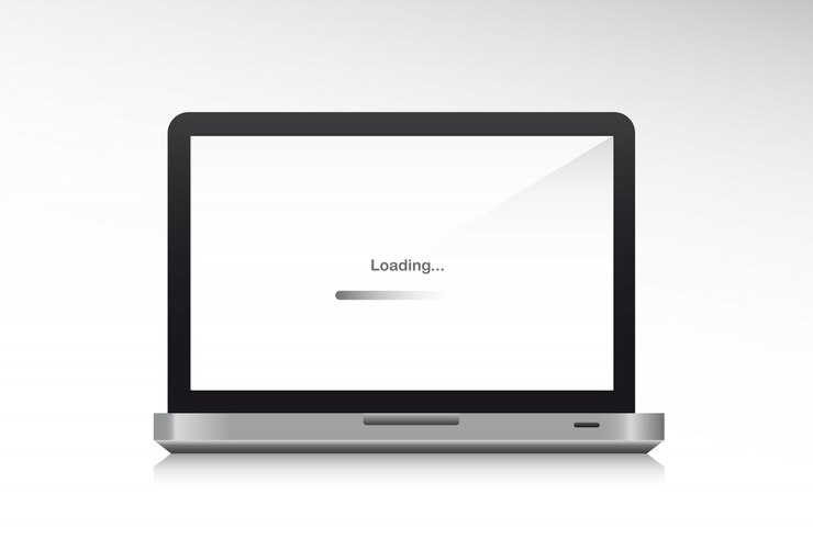 Vector laptop front with shadow loading