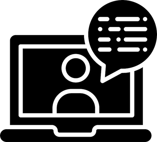 Laptop gebruiker chat vaste en glyph vector illustratie