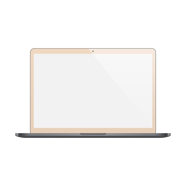 Laptop gold color with blank screen isolated on white background. stock illustration