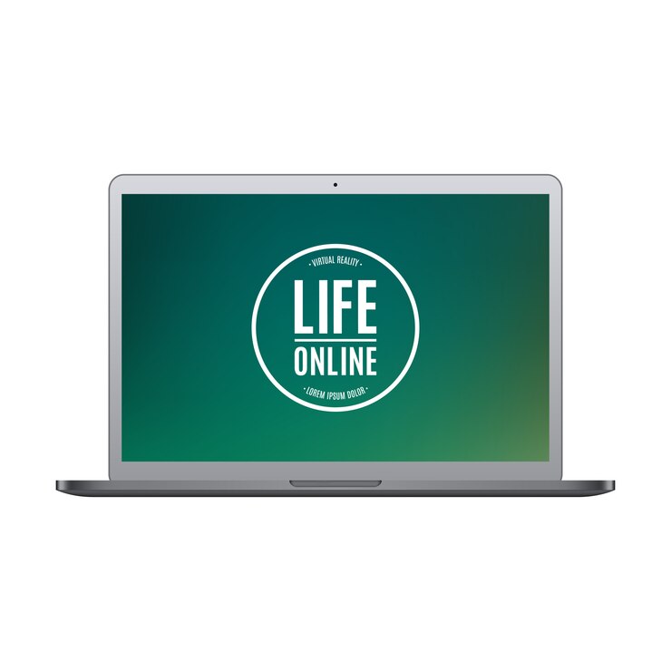 Vector laptop grijze kleur met gekleurd scherm geïsoleerd op een witte achtergrond. stock illustratie